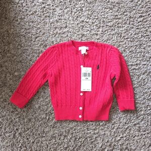 Red Cable Knit Cardigan